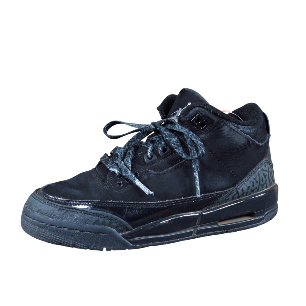 Nike Air Jordan‎ 3 Retro Black Cat Boys Basketball Shoes Size 4Y Triple Black